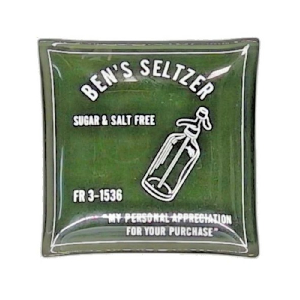 BEN'S SELTZER Green Glass Trinket Dish Advertising Plate Vintage Small - Picture 1 of 6